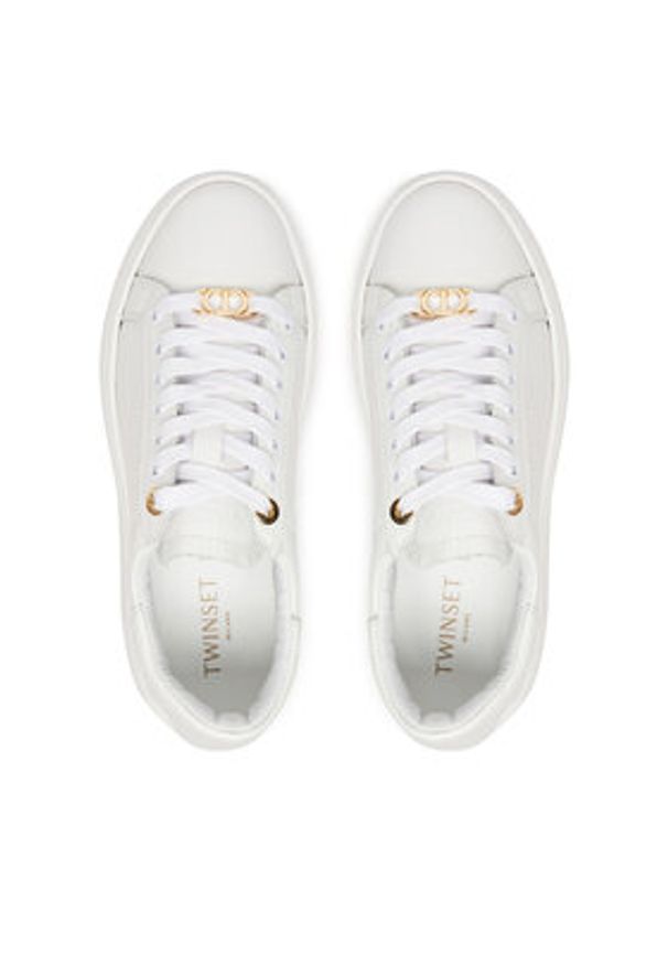 TwinSet - TWINSET Sneakersy 242TGT184 Biały. Kolor: biały. Materiał: skóra