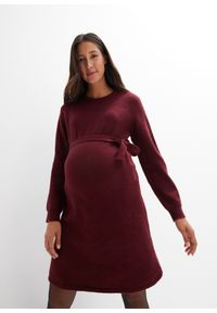 bonprix - Sukienka ciążowa dzianinowa. Kolekcja: moda ciążowa. Kolor: czerwony. Materiał: dzianina #1