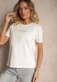 Renee - Biały T-shirt z Bawełny z Napisem Nalothra. Okazja: na co dzień, na spacer. Kolor: biały. Materiał: bawełna. Wzór: napisy. Styl: klasyczny, elegancki, casual