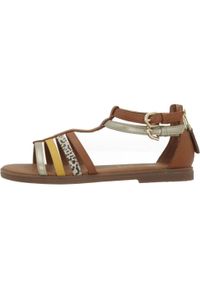 Geox - Sandały GEOX J SANDAL KARLY GIRL Brązowy. Kolor: brązowy. Materiał: syntetyk, skóra. Sezon: lato