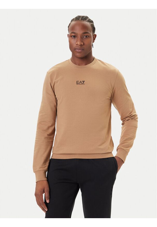 EA7 Emporio Armani Bluza 8NPM30 PJVRZ U6171 Beżowy Regular Fit. Kolor: beżowy. Materiał: bawełna