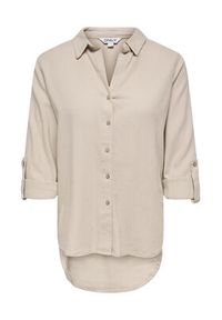 only - ONLY Koszula Goa 15363991 Beżowy Loose Fit. Kolor: beżowy. Materiał: len #5