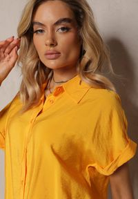Renee - Żółta Asymetryczna Koszula Wiskozowa z Krótkim Rękawem Loreleis. Kolor: żółty. Materiał: wiskoza. Długość rękawa: krótki rękaw. Długość: krótkie #5