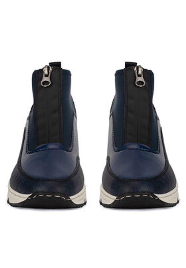 Rieker Botki N6352-14 Niebieski. Kolor: niebieski. Materiał: materiał