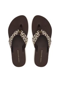 TOMMY HILFIGER - Tommy Hilfiger Japonki Corportate Sandal FW0FW09610 Brązowy. Kolor: brązowy. Materiał: materiał #1