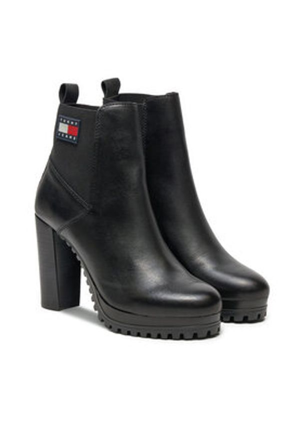 Tommy Jeans Botki Tjw New Ess High Heel Boot EN0EN02439 Czarny. Kolor: czarny. Materiał: skóra