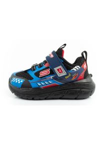 skechers - Buty sportowe dziecięce chłopięce Skechers Skech Tracks. Okazja: na uczelnię. Kolor: czarny, niebieski, wielokolorowy. Model: Skechers Sport. Sport: turystyka piesza