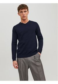 Jack & Jones - Jack&Jones Sweter 12137194 Granatowy Regular Fit. Kolor: niebieski