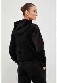 DKNY - Dkny bluza damska kolor czarny z kapturem z aplikacją. Typ kołnierza: kaptur. Kolor: czarny. Wzór: aplikacja #4