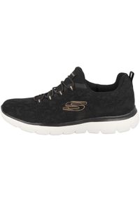 skechers - Buty do chodzenia damskie Skechers Summits Leopard Spor. Zapięcie: sznurówki. Kolor: czarny. Materiał: materiał, tkanina, syntetyk. Szerokość cholewki: normalna. Sport: turystyka piesza