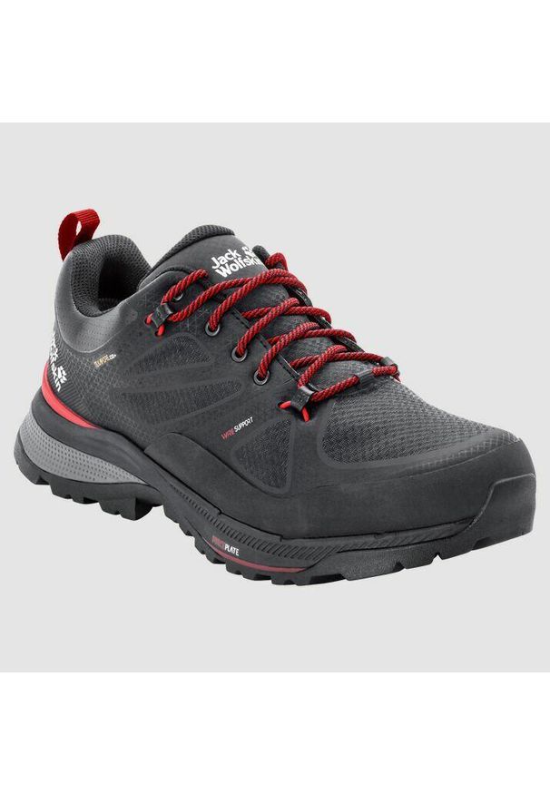 Buty trekkingowe męskie Jack Wolfskin Force Striker Texapore Low. Kolor: zielony, szary, wielokolorowy. Materiał: skóra, syntetyk, materiał. Szerokość cholewki: normalna