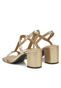 TOMMY HILFIGER - Tommy Hilfiger Sandały Leather Block Heel Sandal Metal FW0FW08590 Złoty. Kolor: złoty. Materiał: skóra #4