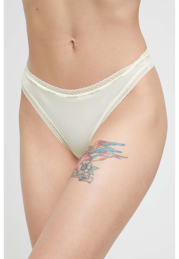 Calvin Klein Underwear stringi kolor żółty. Kolor: żółty