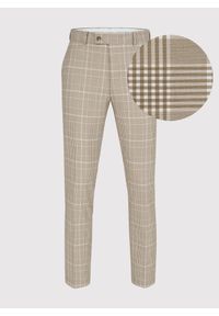Pako Lorente - PAKO LORENTE – Beżowe spodnie męskie w kratę. Kolor: beżowy. Materiał: poliester, elastan, wiskoza #2