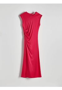 Reserved - Sukienka z wiskozy - fuksja. Kolor: różowy. Materiał: wiskoza. Typ sukienki: proste