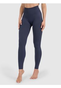 4f - 4F Legginsy do jogi i pilatesu bezszwowe damskie - granatowe XS/S. Stan: podwyższony. Kolor: niebieski. Materiał: syntetyk, włókno, materiał, dzianina. Długość: długie. Wzór: gładki. Sport: joga i pilates