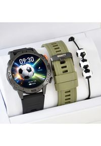 Gravity Zestaw dziecięcy zegarek SMARTWATCH GRAVITY na Komunię black/khaki + bransoletka. Rodzaj zegarka: smartwatch. Kolor: brązowy #1