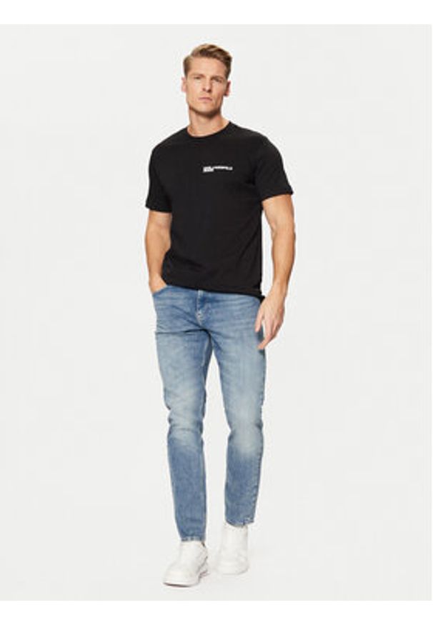 Karl Lagerfeld Jeans T-Shirt A1M17003 Czarny Slim Fit. Kolor: czarny. Materiał: bawełna