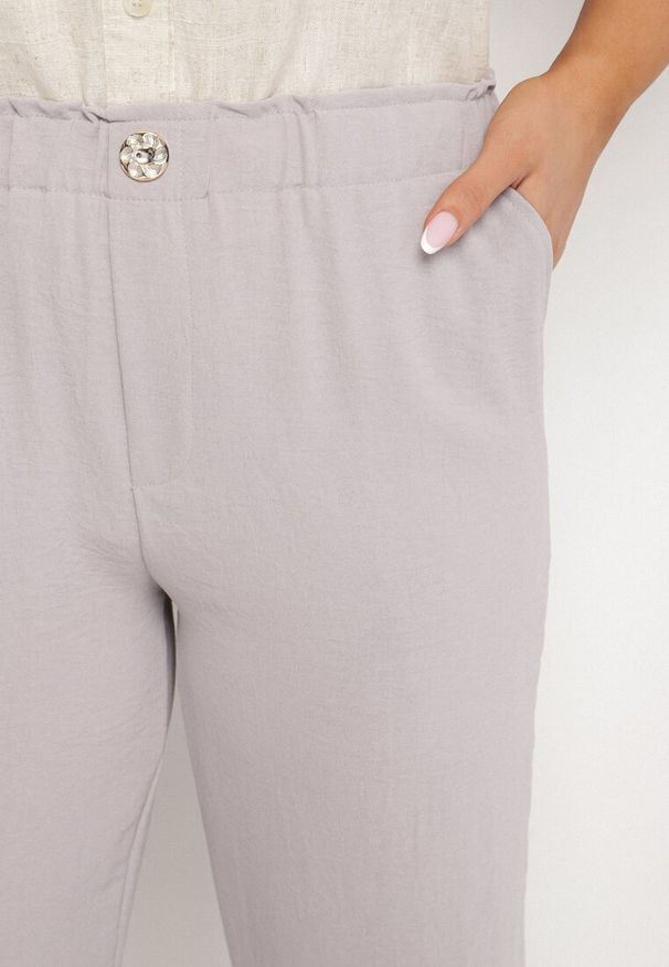 Born2be - Szare Spodnie o Prostym Kroju z Gumką w Talii Filavia. Okazja: na co dzień. Kolor: szary. Styl: casual, elegancki, sportowy