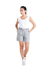 LEONE 1947 APPAREL - Błyszczące szorty damskie. Kolor: szary. Materiał: tkanina. Sport: fitness