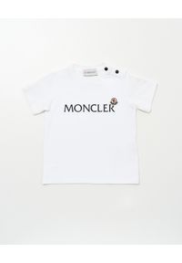 MONCLER KIDS - Biała koszulka z logo 0-3 lat. Kolor: biały. Materiał: bawełna. Wzór: aplikacja, nadruk. Sezon: lato