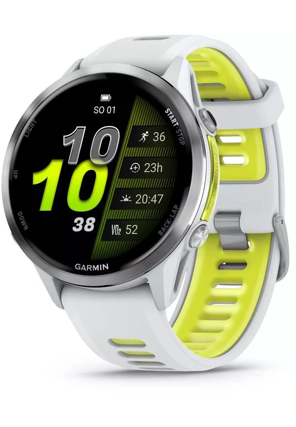GARMIN - Zegarek sportowy Garmin Forerunner 970 Biało-żółty (010-02969-11). Kolor: żółty, wielokolorowy, biały. Styl: sportowy