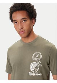 Napapijri T-Shirt S-Funes Ss NP0A88UA Khaki Regular Fit. Kolor: brązowy. Materiał: bawełna #3