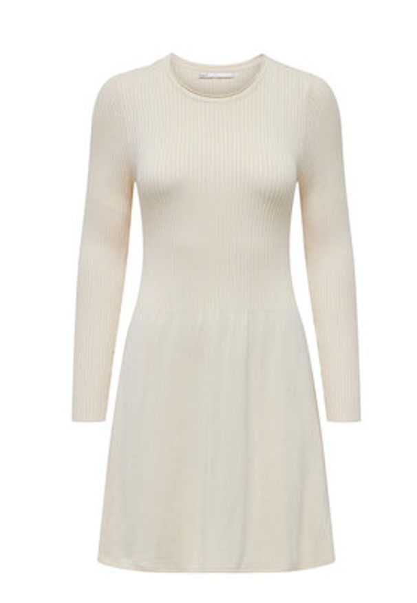 only - ONLY Sukienka dzianinowa 15185761 Écru Regular Fit. Kolor: kremowy. Materiał: wiskoza