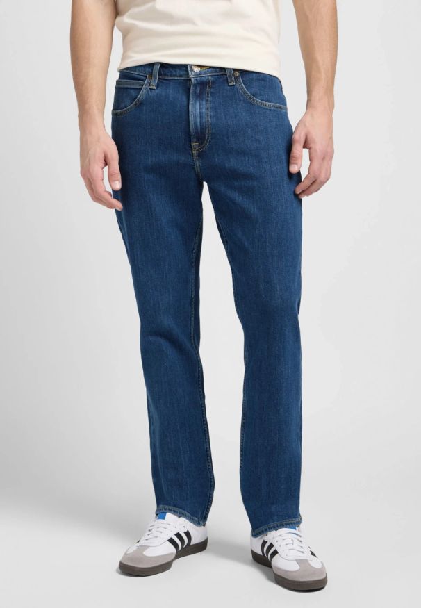 Lee - MESKIE SPODNIE JEANSOWE LEE BROOKLYN STRAIGHT MID STONEWASH 112144036