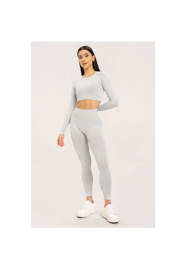 GYM GLAMOUR - Legginsy fitness damskie Gym Glamour sprane. Kolor: biały. Sport: fitness