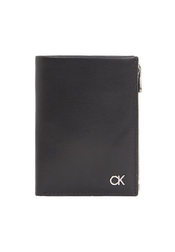 Calvin Klein Duży Portfel Męski Metal Ck K50K511688 Czarny. Kolor: czarny. Materiał: skóra