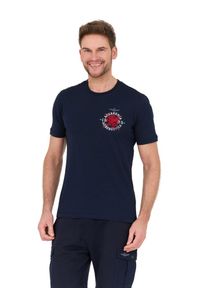 Aeronautica Militare - AERONAUTICA MILITARE Granatowy bawełniany męski t-shirt M.C., Rozmiar XXL. Kolor: niebieski. Materiał: bawełna #2