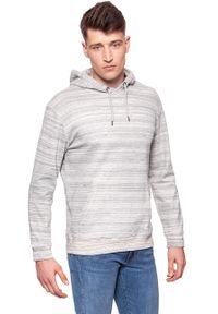 Lee - BLUZA MĘSKA LEE HOODIE GREY MELE L81XHH37. Kolor: szary. Wzór: paski