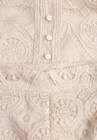 Born2be - Jasnobeżowy 2-Częściowy Komplet Koronkowy Juliet. Kolor: beżowy. Materiał: koronka. Wzór: jednolity, ażurowy, koronka #3