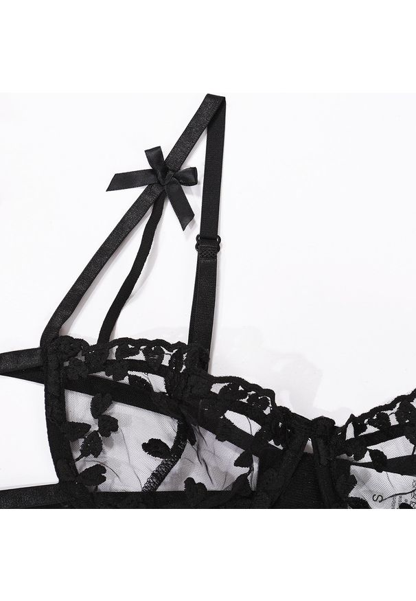 Intica - Komplet bielizny koronkowy z kokardkami Walentina. Kolor: żółty. Materiał: koronka. Wzór: koronka