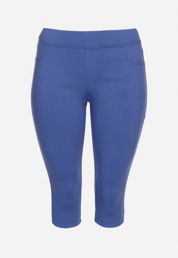 Born2be - Niebieskie Spodnie z Bawełny o Kroju Capri Dolonisa. Okazja: na co dzień. Kolor: niebieski. Materiał: bawełna. Styl: młodzieżowy, elegancki, casual