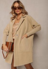 Renee - Beżowy Płaszcz z Bawełną Oversize Brumisia. Kolor: beżowy. Materiał: bawełna. Długość rękawa: długi rękaw. Długość: długie. Sezon: jesień, zima #4