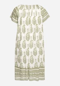 Born2be - Zielona Wiskozowa Sukienka ze Wzorem Boho Ellivra. Okazja: na co dzień. Kolor: zielony. Materiał: wiskoza. Wzór: aplikacja. Styl: boho