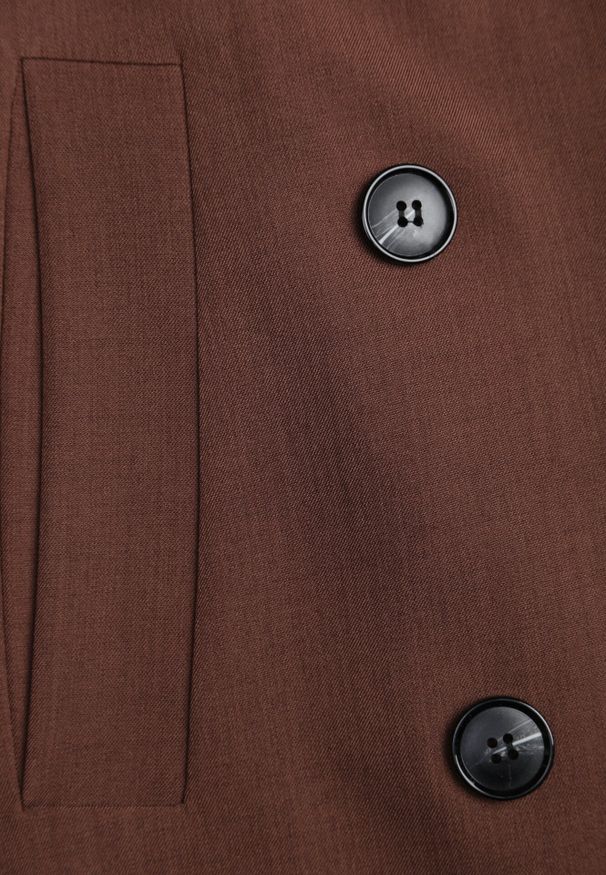 Born2be - Brązowa Dwurzędowa Marynarka o Pudełkowym Kroju Nilinne. Okazja: na co dzień, na spacer. Kolor: brązowy. Materiał: jeans. Styl: elegancki, casual