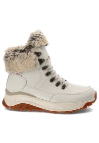 Białe Botki Rieker Ocieplane Obuwie Damskie. Kolor: biały. Materiał: futro, skóra, syntetyk. Wzór: aplikacja. Sezon: zima #7