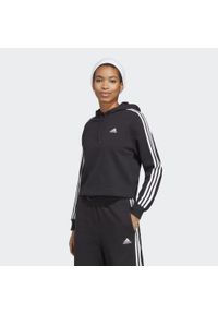 Adidas - Essentials 3-Stripes French Terry Crop Hoodie. Typ kołnierza: kaptur. Kolor: czarny, wielokolorowy, biały. Materiał: materiał. Długość: krótkie. Sport: fitness #1