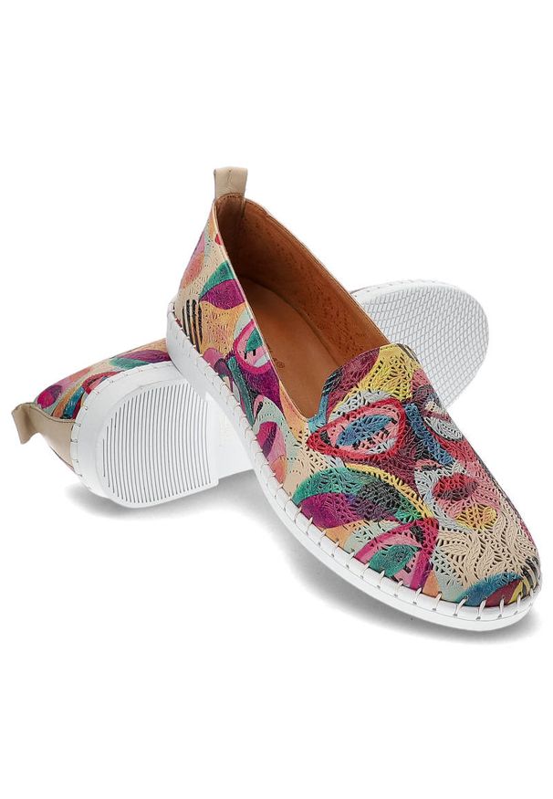 Kolorowe Mokasyny Venezia Modne Buty Damskie. Okazja: na co dzień. Zapięcie: bez zapięcia. Materiał: skóra. Szerokość cholewki: normalna. Wzór: kolorowy. Obcas: na obcasie. Styl: elegancki, casual. Wysokość obcasa: niski