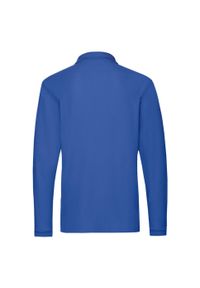 FRUIT OF THE LOOM - Męska Koszulka Polo Premium Z Długim Rękawem. Typ kołnierza: polo. Kolor: niebieski. Długość rękawa: długi rękaw. Długość: długie