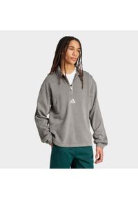 Adidas - Bluza frotte z efektem sprania ADIDAS All SZN na krótki suwak. Kolor: czarny. Materiał: dresówka, bawełna, włókno, prążkowany, tkanina. Długość: krótkie