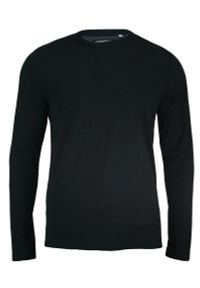 Czarny T-shirt (Koszulka) - Długi Rękaw, Longsleeve - 100% BAWEŁNA - Brave Soul, Męski. Okazja: na co dzień. Kolor: czarny. Materiał: bawełna. Długość rękawa: długi rękaw. Długość: długie. Styl: casual