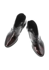 Czerwone Botki Rieker Eleganckie Lakierowane Obuwie Damskie. Okazja: na co dzień. Kolor: czerwony. Materiał: lakier. Sezon: zima, jesień. Obcas: na obcasie. Styl: elegancki. Wysokość obcasa: niski #7