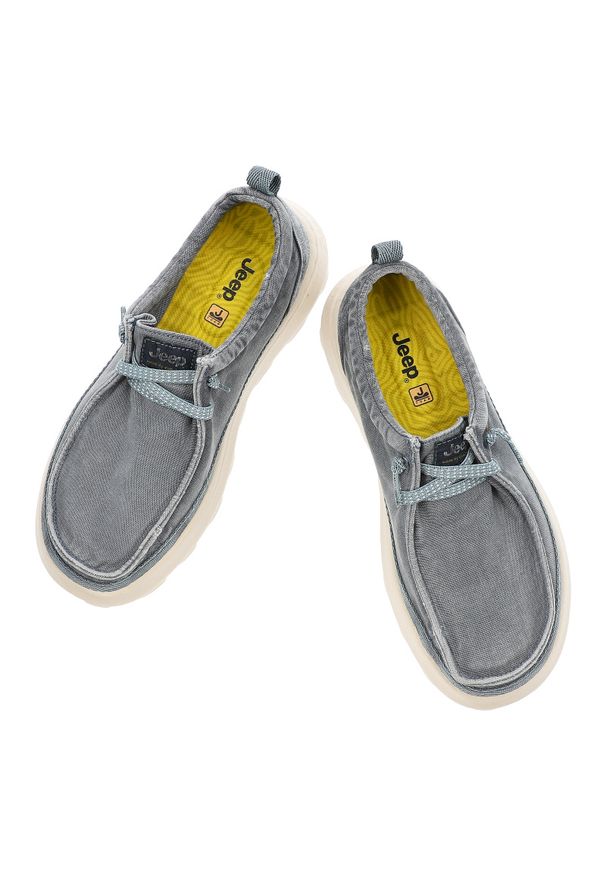 Niebieskie Półbuty Jeep Modne Obuwie Męskie. Okazja: na co dzień. Kolor: niebieski. Materiał: materiał. Styl: elegancki, casual
