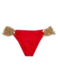 BEACH BUNNY - Dół od bikini Ball and Chain. Kolor: czerwony. Materiał: materiał. Wzór: aplikacja #4
