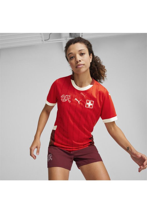 Puma - Damska, domowa koszulka reprezentacji Szwajcarii w piłce nożnej 2024 PUMA. Kolor: czerwony. Sport: piłka nożna