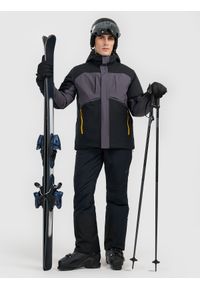 4f - 4F Kurtka narciarska membrana 10000 męska - czarna L. Kolor: czarny. Materiał: tkanina, skóra, poliester, materiał. Wzór: gładki. Sezon: zima #2